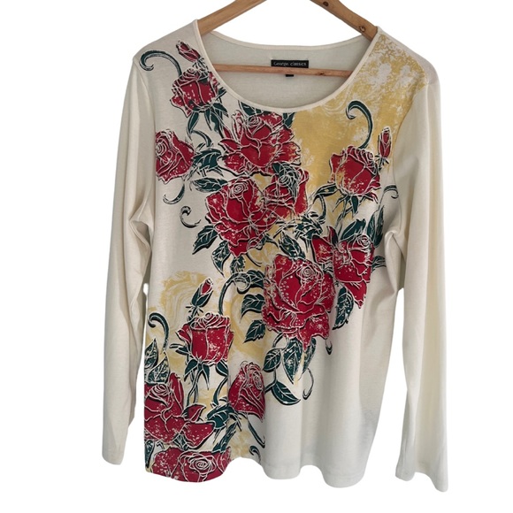 ROSE DESIGN LONG SLEEVE TSHIRT SIZE LARGE - Picture 2 of 8